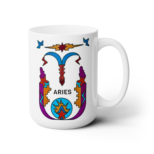 Retro Vibes Aries Zodiac Coffee Mug 15oz