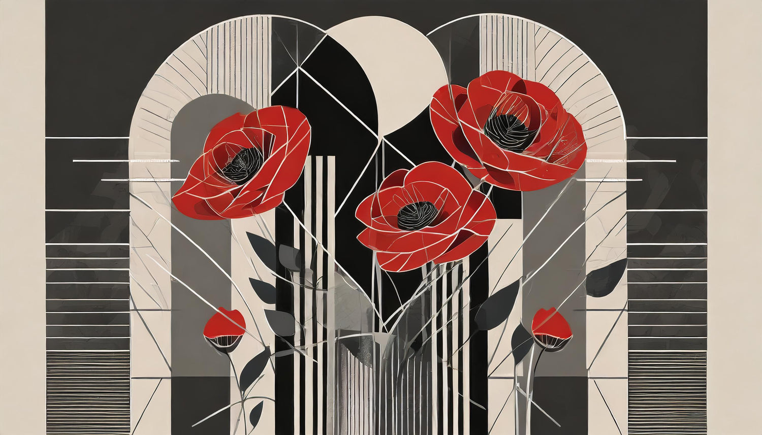 Deco Red Poppies