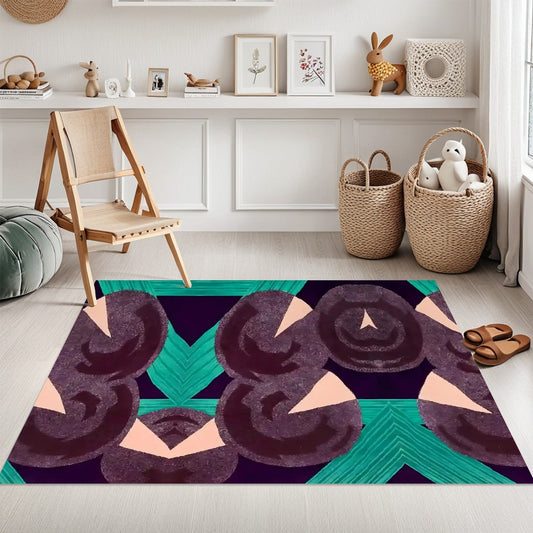 Pretty Prismes Colorful Abstract Area Rug (3x5) - Boho Eclectic Low Pile Rug