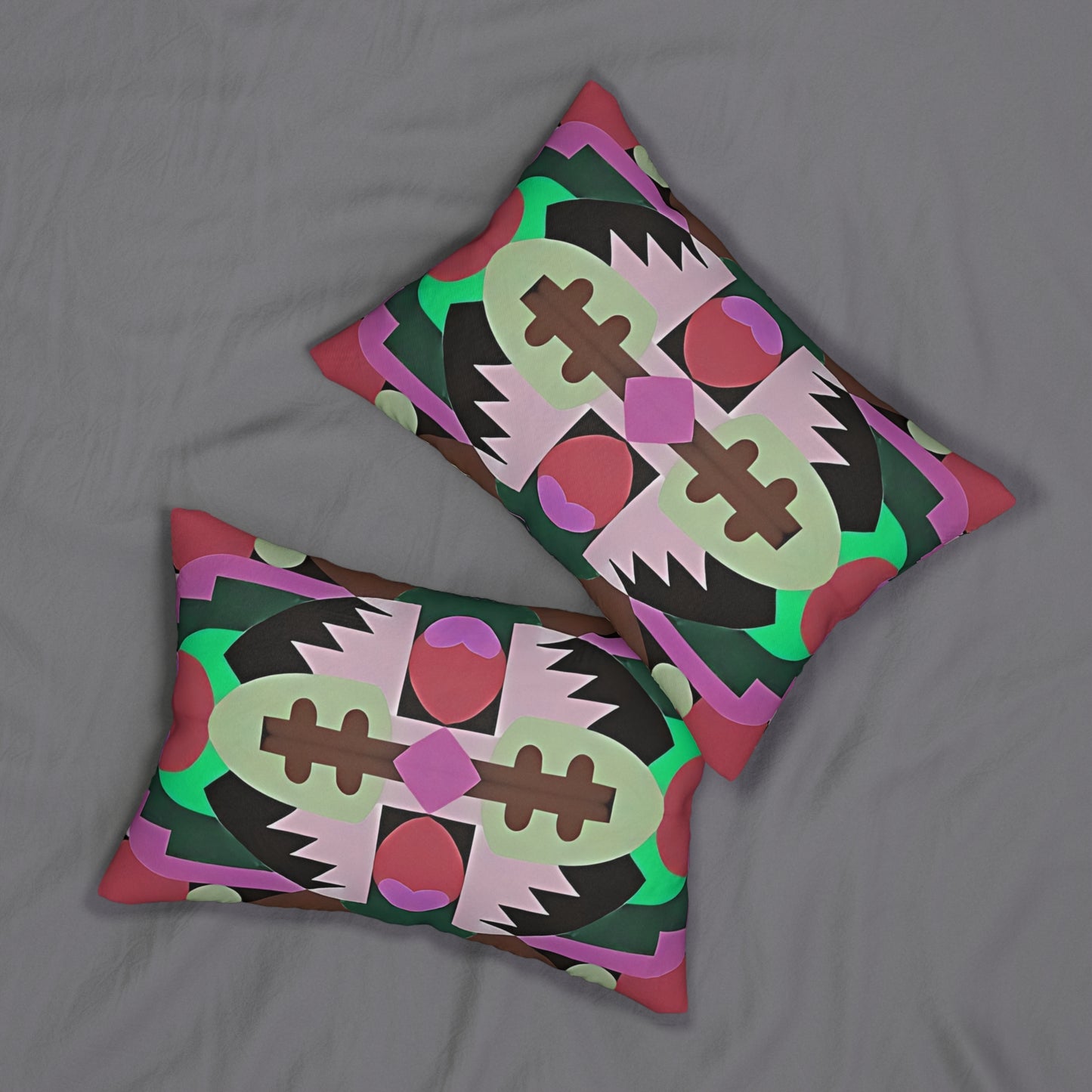 Kaleidoscope Reimagined Colorful Eclectic Lumbar Pillow | Abstract Maximalist Rectangular Cushion