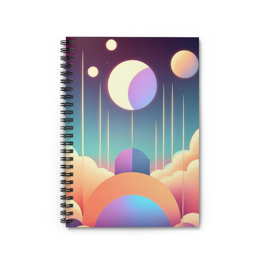 Cosmic Moon Abstract Spiral Notebook - Ruled Line