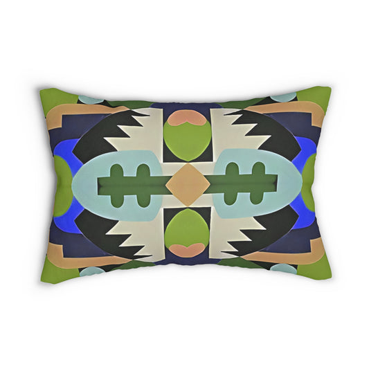 Kaleidoscope Reimagined Colorful Eclectic Lumbar Pillow | Abstract Maximalist Rectangular Cushion