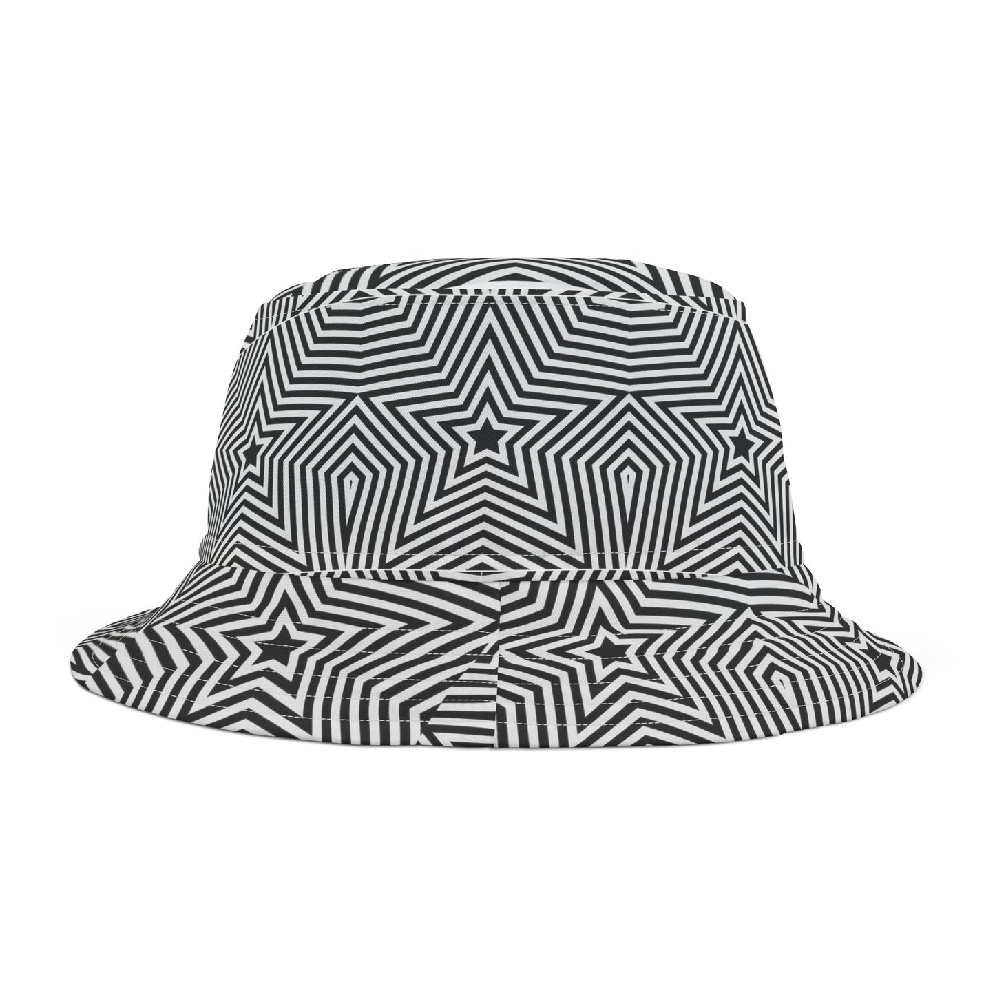 Black and White Star Bucket Hat Graphic Minimalist All Over Print Bucket Hat