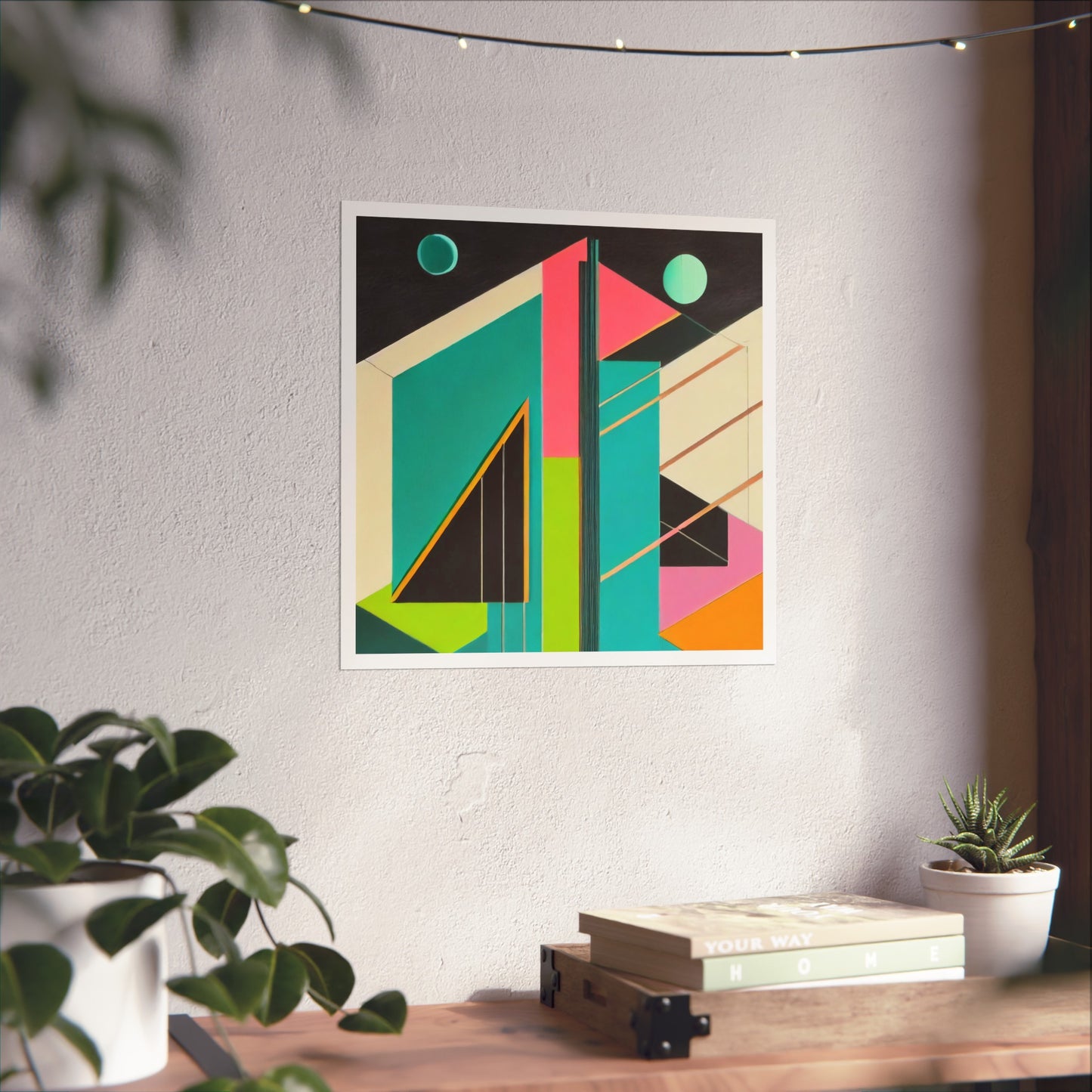 Colorful Abstract Geometric Matte Vertical Poster Modern Pop Art Deco Inspired Graphic Design