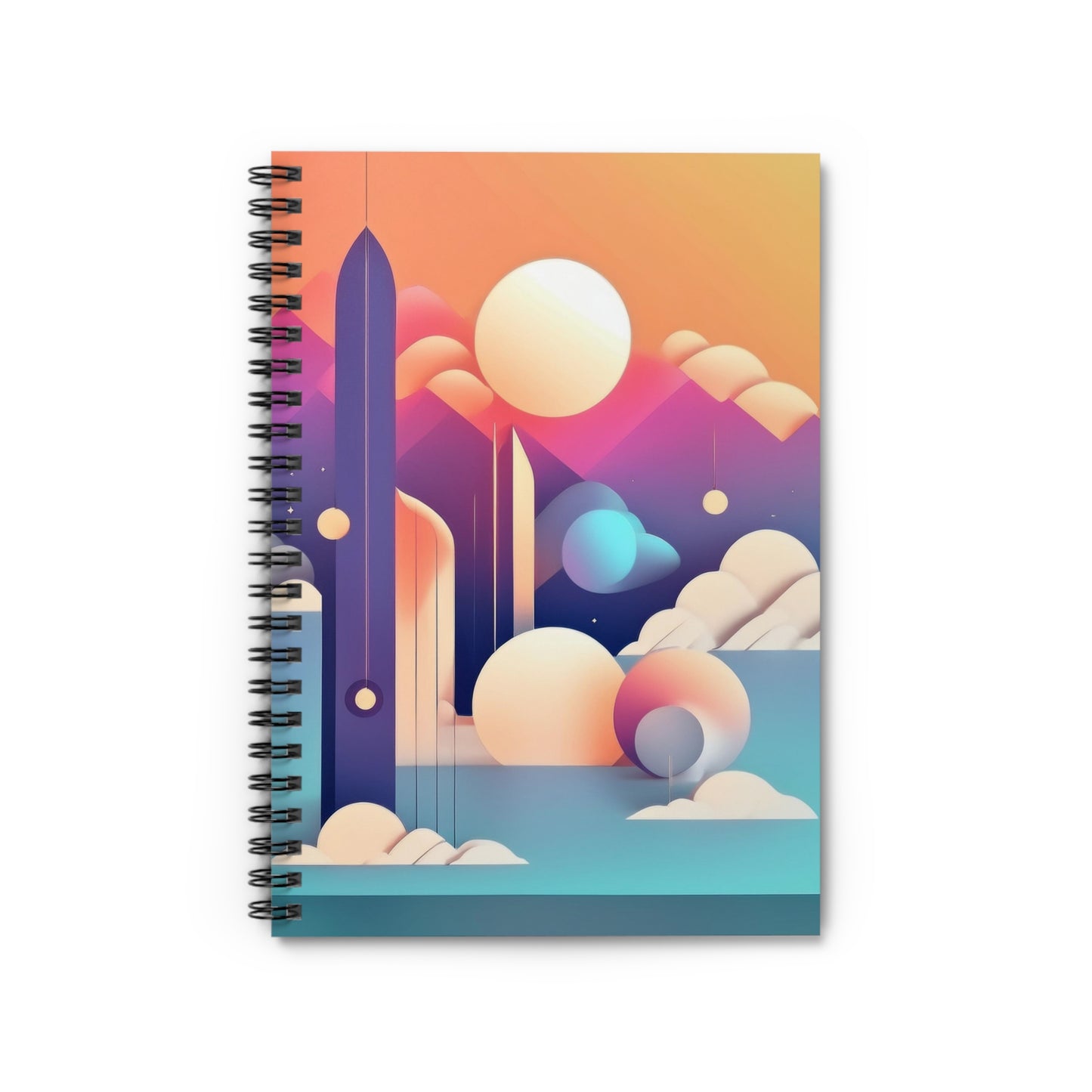 Cosmic Moon Pastel Aesthetic Journal Dreamy Sky Spiral Notebook - Ruled Line