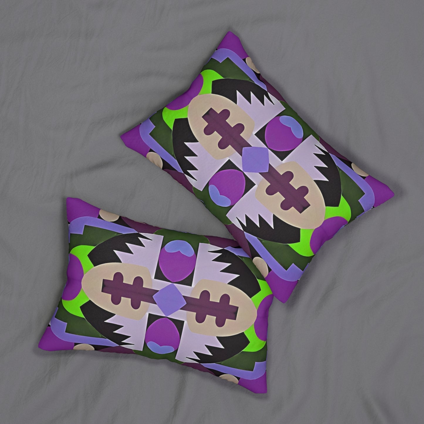 Kaleidoscope Reimagined Colorful Eclectic Lumbar Pillow | Abstract Maximalist Rectangular Cushion