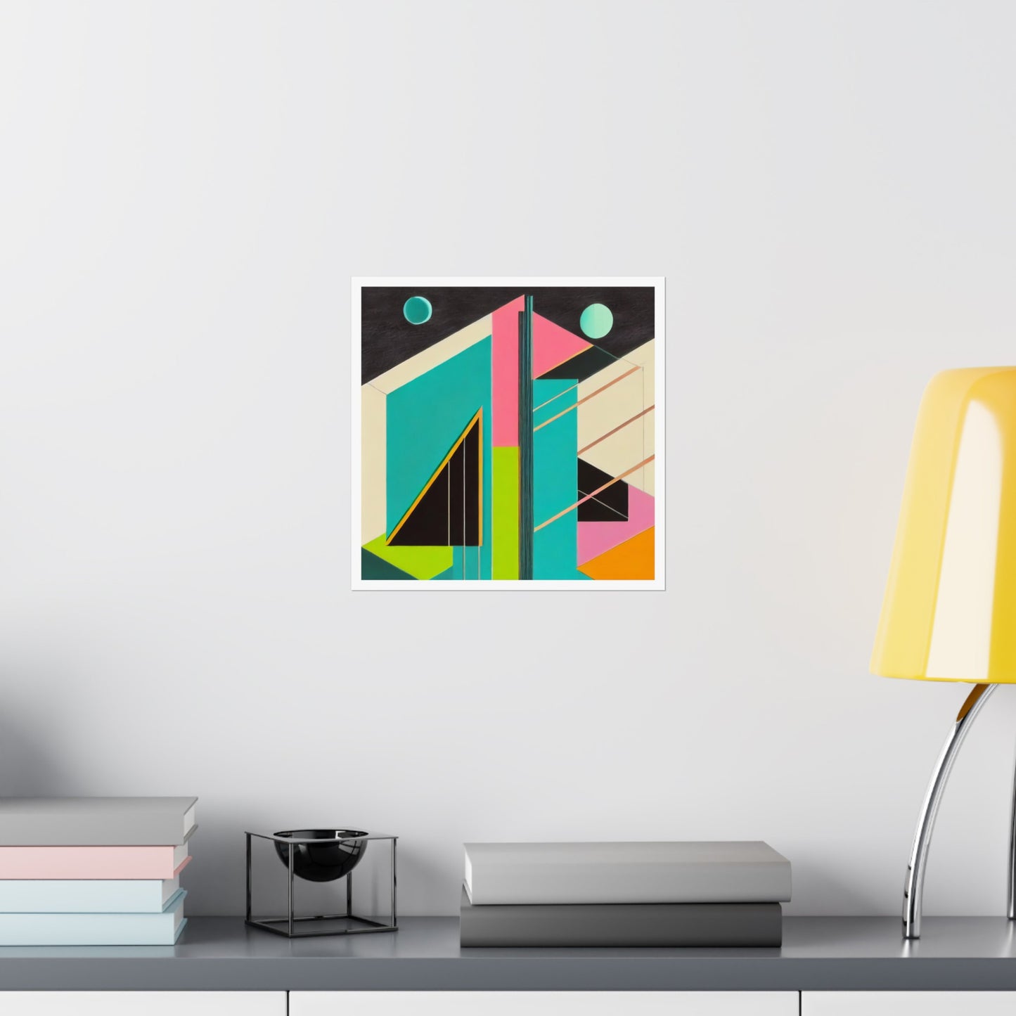 Colorful Abstract Geometric Matte Vertical Poster Modern Pop Art Deco Inspired Graphic Design