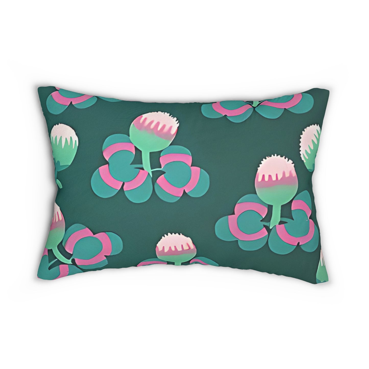 Deco Floral Colorful Lumbar Pillow | Abstract Flowers Rectangular Cushion