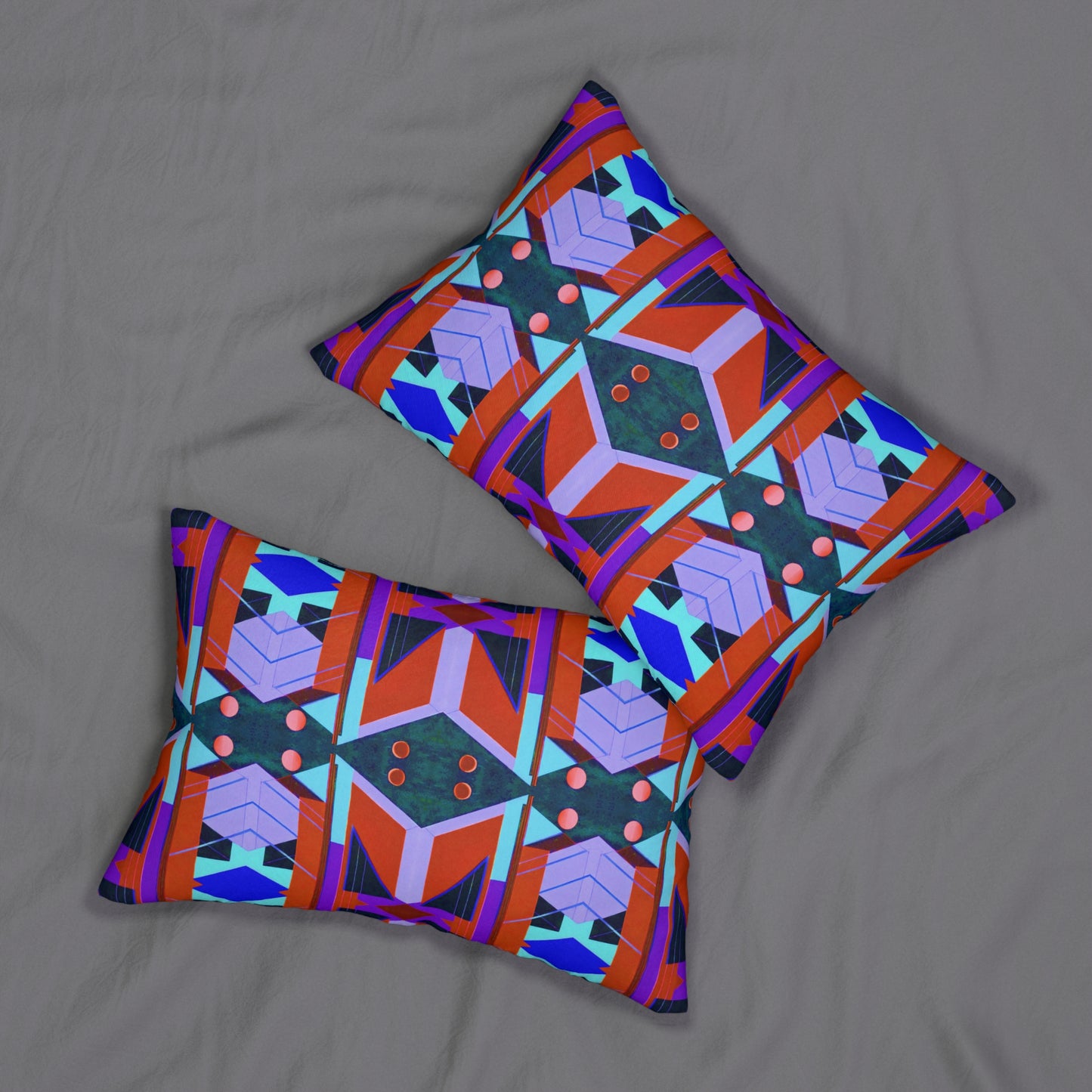 Pop Wild Geometric Colorful Eclectic Lumbar Pillow | Hand Drawn Abstract Maximalist Rectangular Cushion