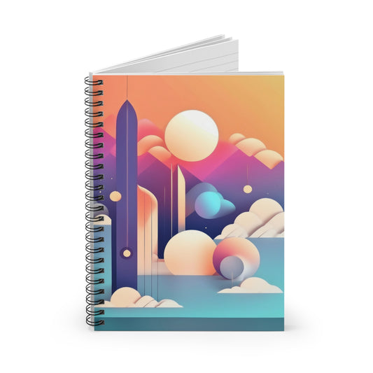 Cosmic Moon Pastel Aesthetic Journal Dreamy Sky Spiral Notebook - Ruled Line