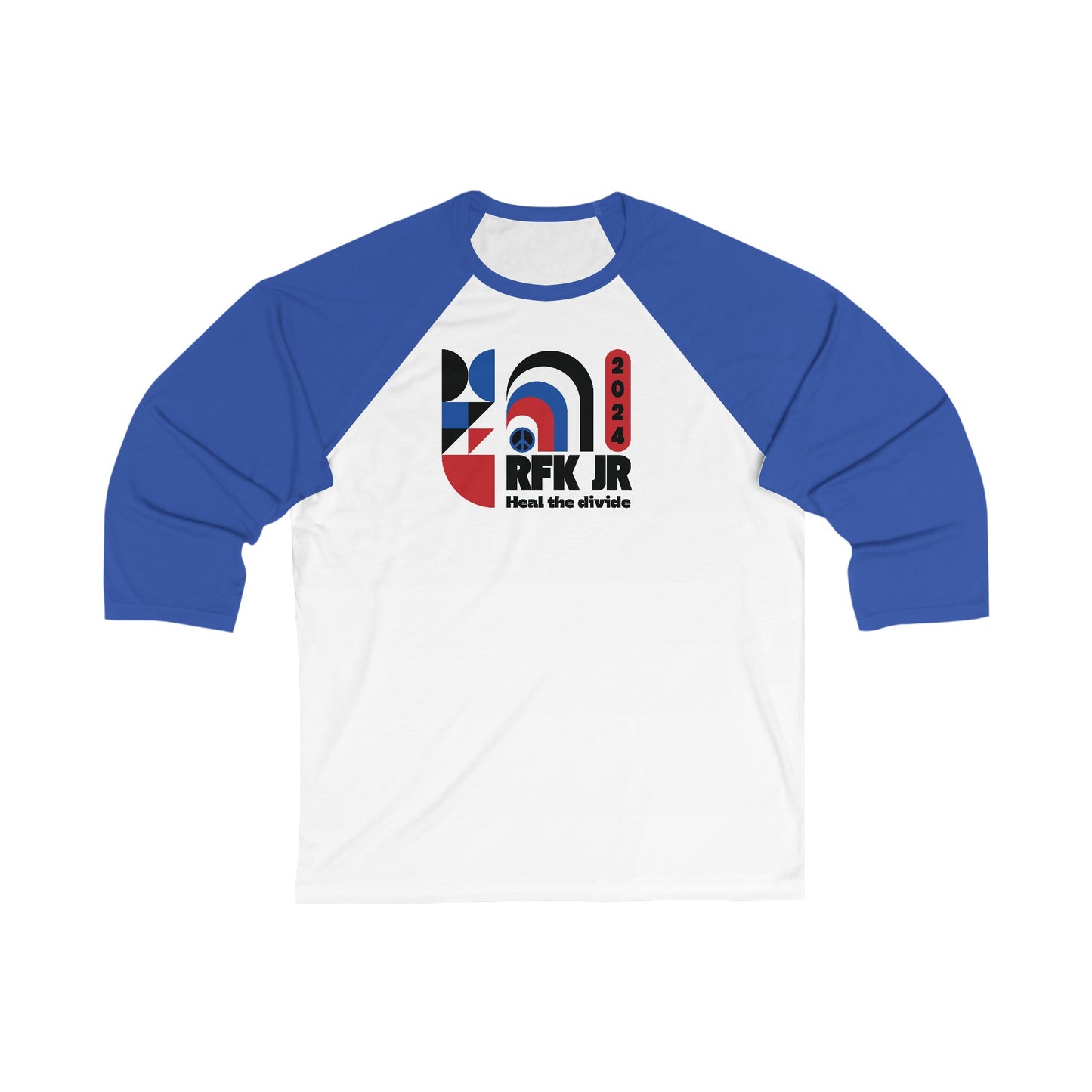 RFK Jr. 2024 3\4 Sleeve Baseball Tee "Heal The Divide" Kennedy Shirt Bauhaus Abstract RFK Campaign Shirt Unisex Baseball T-Shirt President