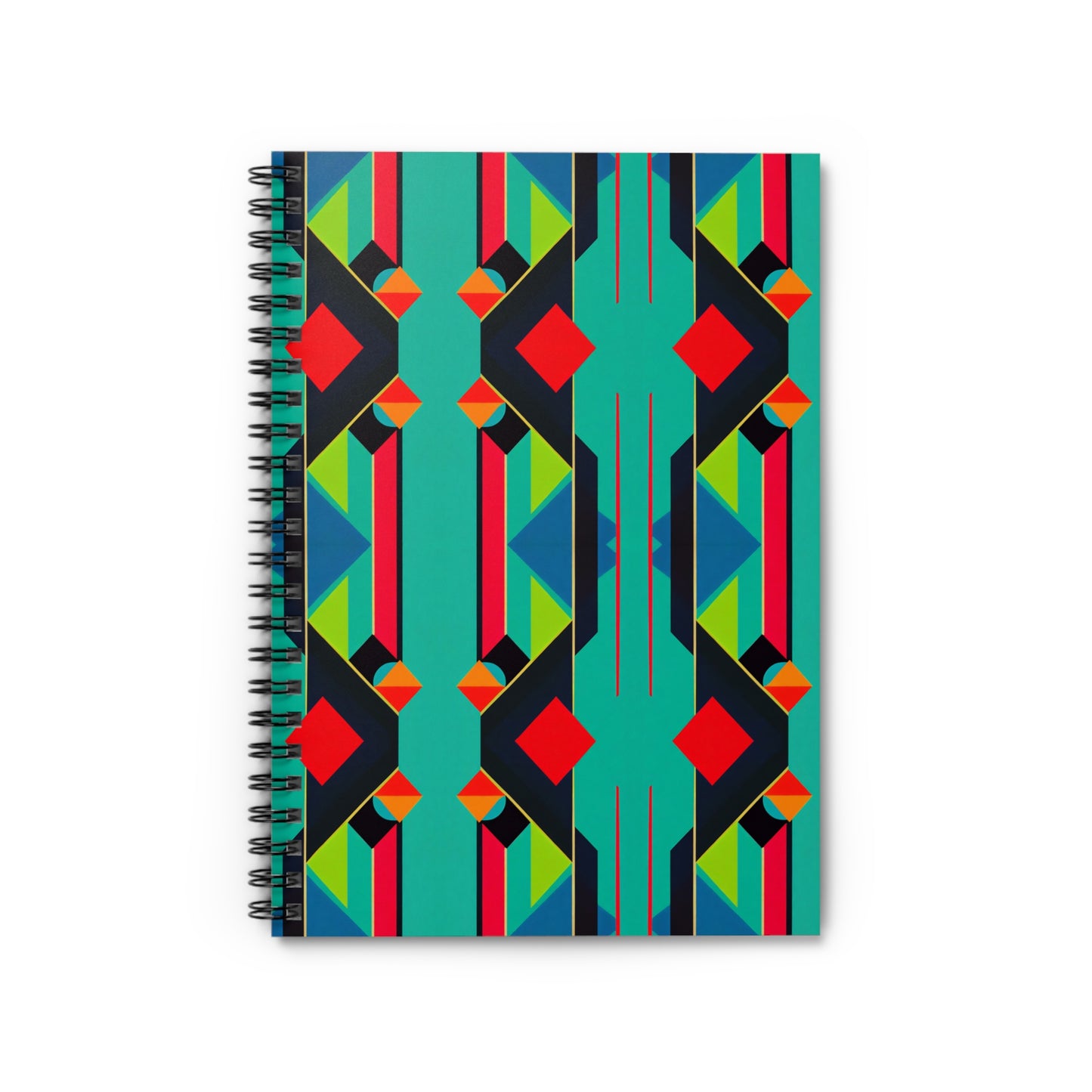 Colorful Abstract Geometric Pattern Journal Graphic Art Deco Vibe Spiral Notebook - Ruled Line