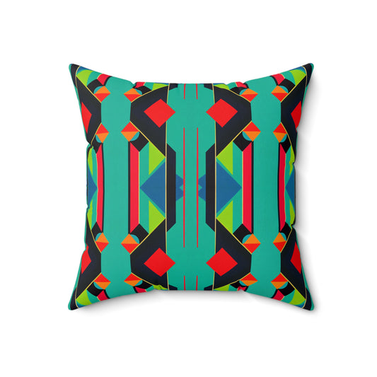 Colorful Retro Geometric Abstract Pop Art Square Pillow