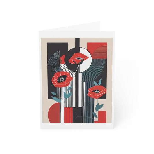 Red Poppy Flower Card Art Deco Flower Note Card Red Flowers French Poppies Greeting Card Abstract Flower Birthday Card Minimalist Poppy Card