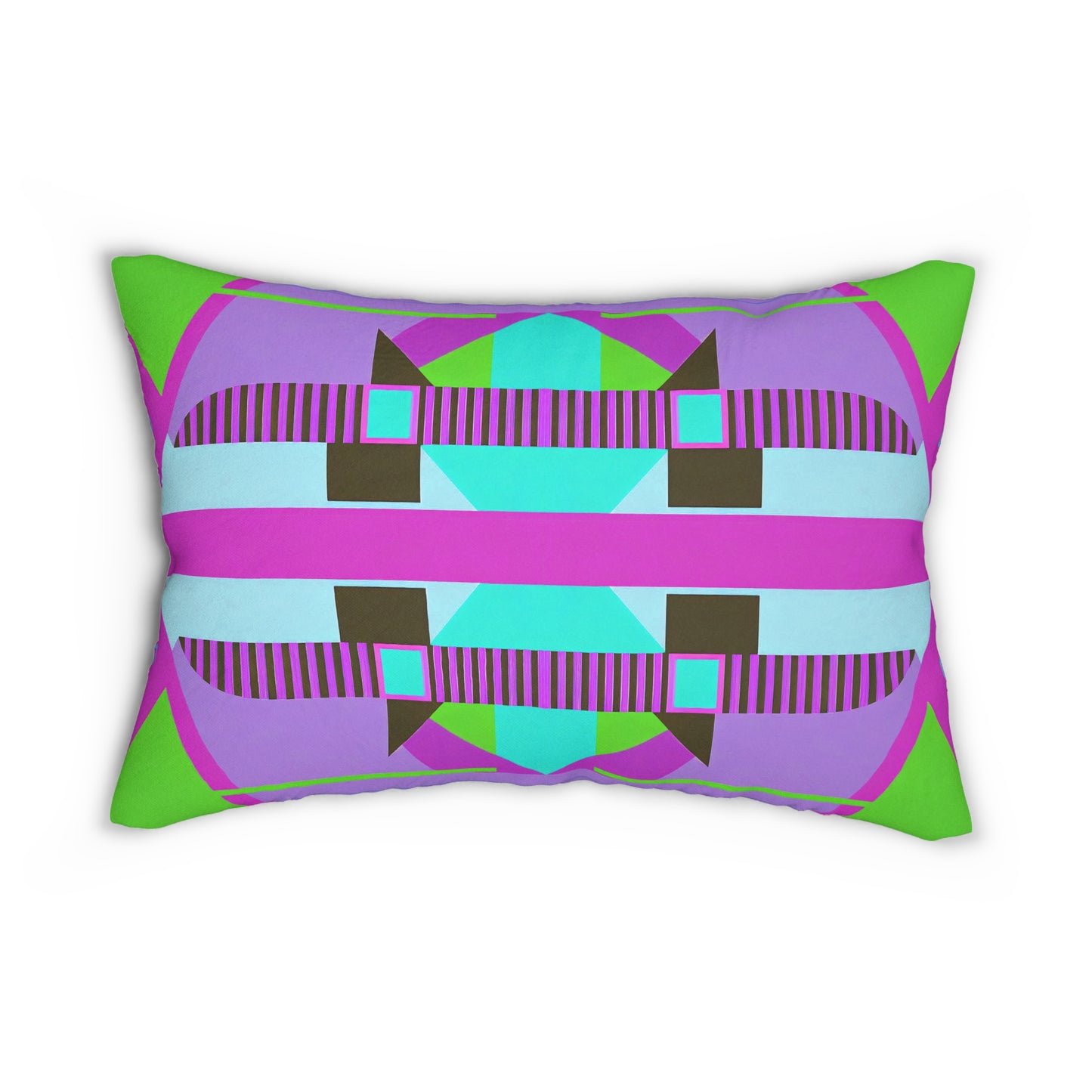 Pop Wild Geometric Colorful Eclectic Lumbar Pillow | Hand Drawn Abstract Maximalist Rectangular Cushion