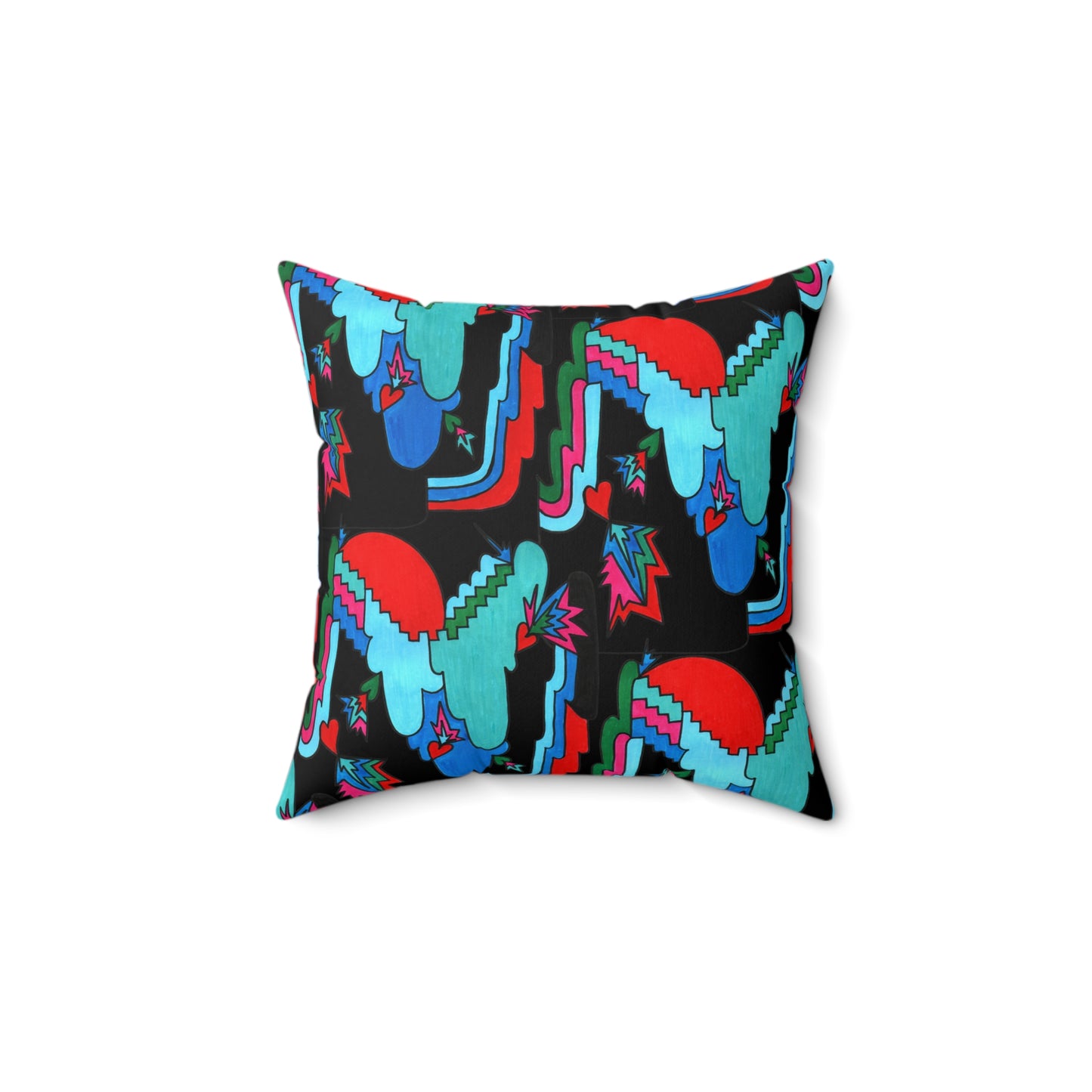 Pop Decoscape Moody Maximalist Abstract Artwork Throw Pillow | Jewel-Toned Eclectic Cushion