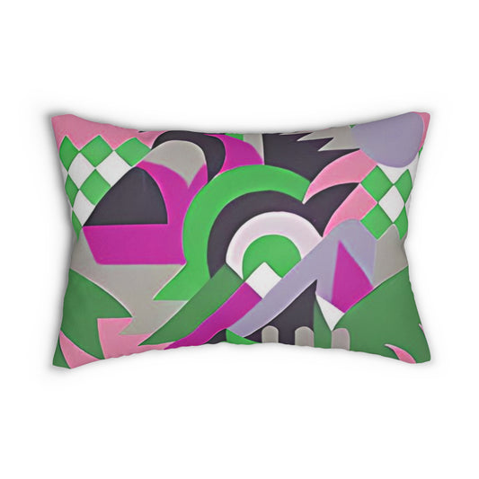 Kaleidoscope Reimagined Colorful Lumbar Pillow | Abstract Maximalist Rectangular Cushion