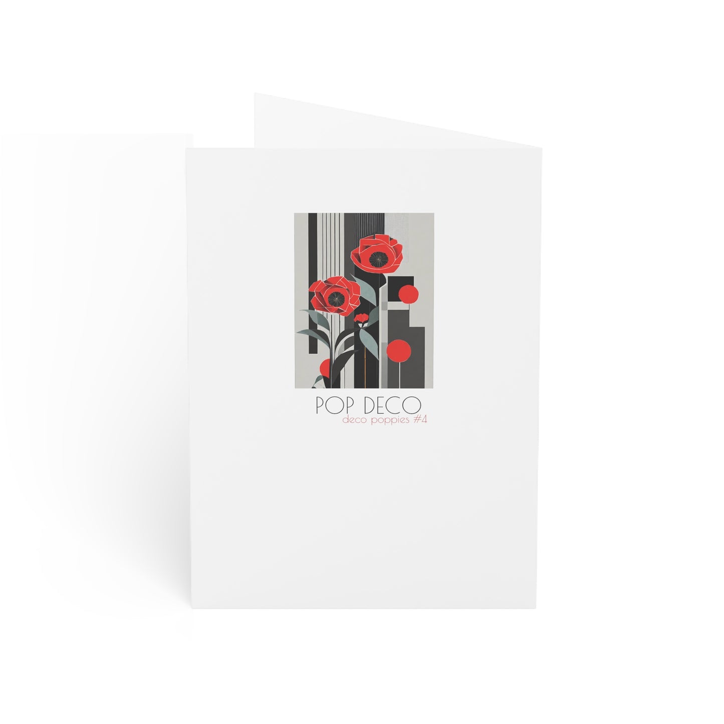 Abstract Flower Birthday Card Art Deco Red Poppies Note Card Red Flowers Art Deco Poppy Minimalist Red Flower Card for Mother's Day Card