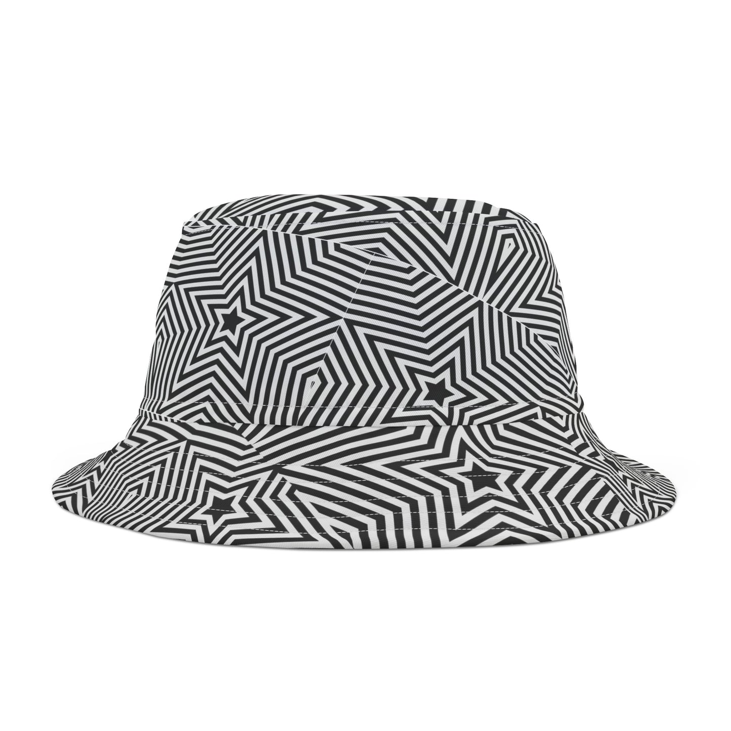 Black and White Star Bucket Hat Graphic Minimalist All Over Print Bucket Hat