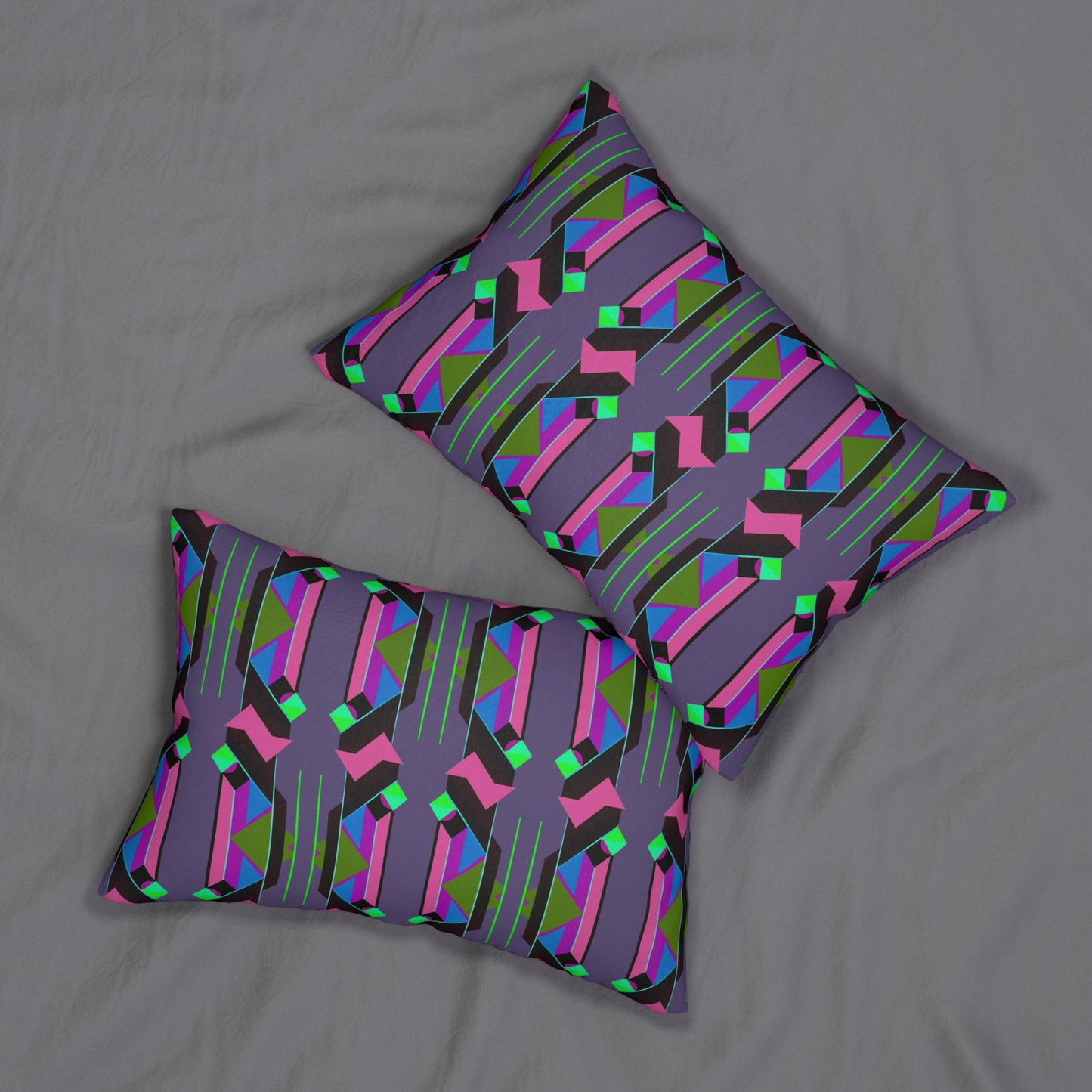 Pop Wild Geometric Colorful Eclectic Lumbar Pillow | Hand Drawn Abstract Maximalist Rectangular Cushion