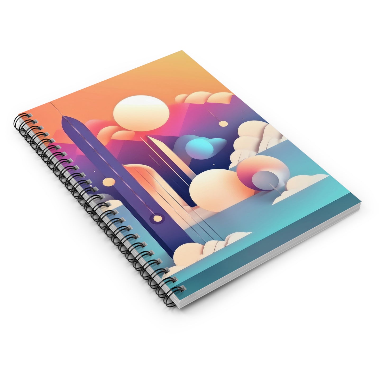 Cosmic Moon Pastel Aesthetic Journal Dreamy Sky Spiral Notebook - Ruled Line