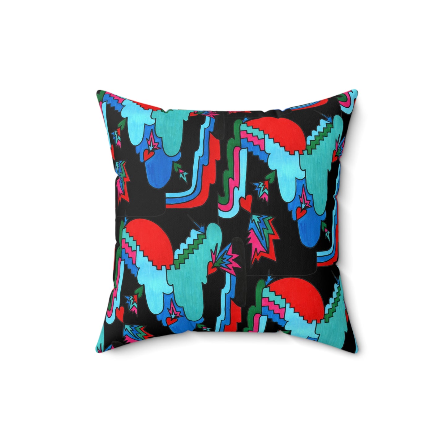 Pop Decoscape Moody Maximalist Abstract Artwork Throw Pillow | Jewel-Toned Eclectic Cushion