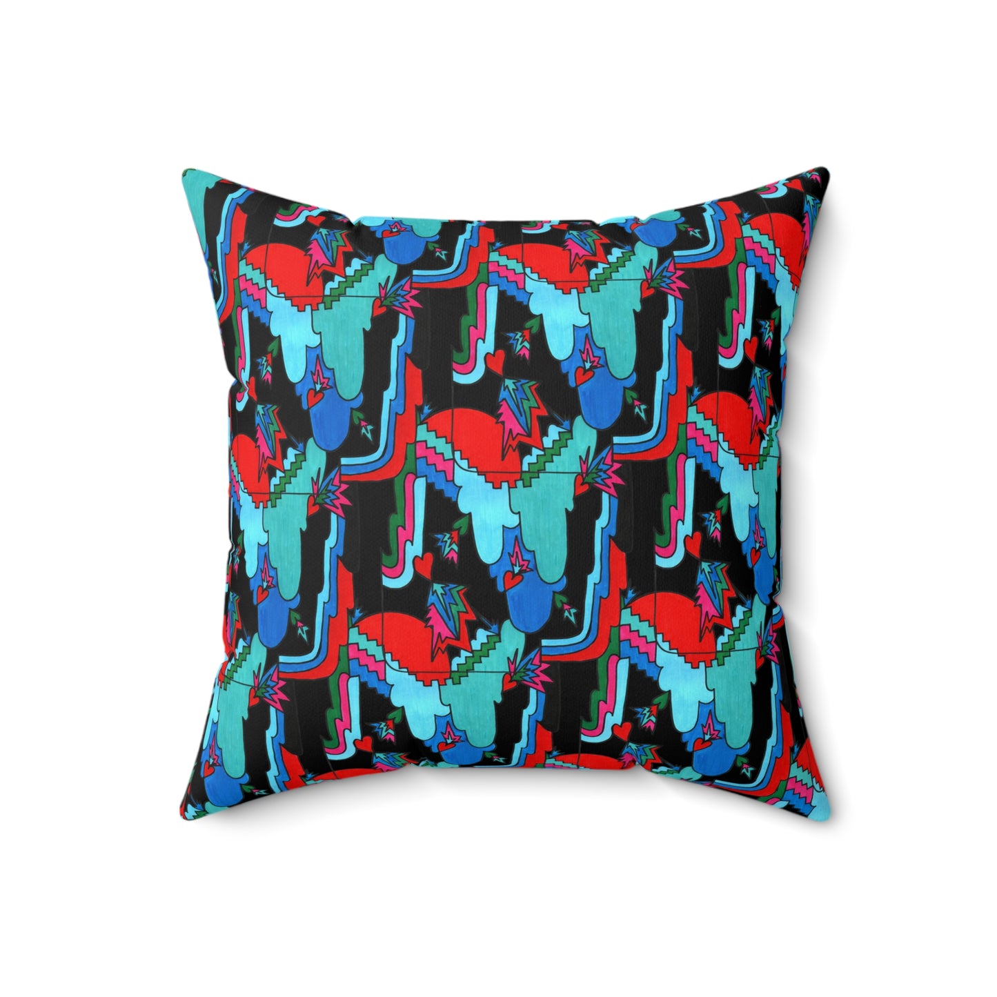 Maximalist Abstract Drawing Art Deco Vibe Geometric Pattern Square Throw Pillow