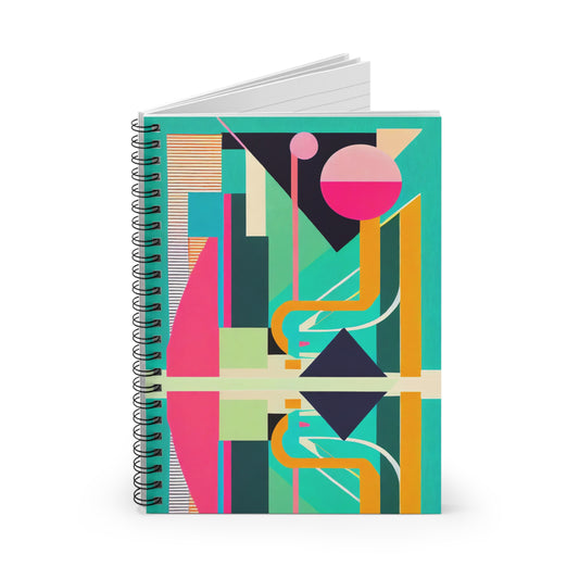 Colorful Abstract Geometric Journal Graphic Art Deco Vibe Spiral Notebook - Ruled Line