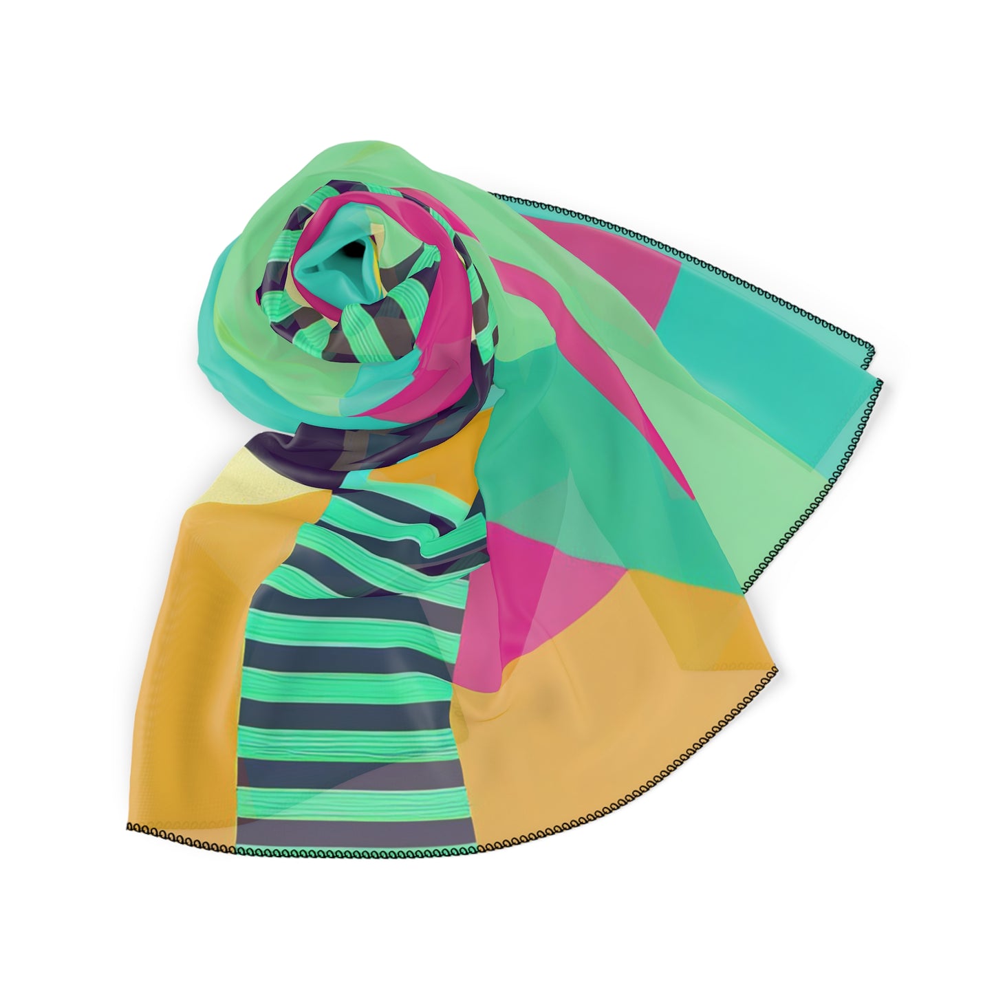 Colorful Art Deco Headscarf Abstract Geometric Bandana Sheer Modern Art Headtie