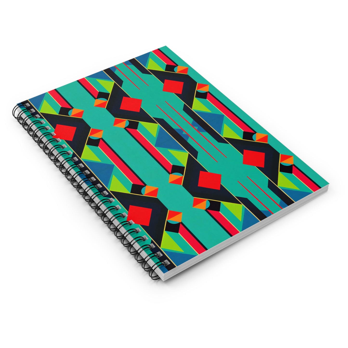 Colorful Abstract Geometric Pattern Journal Graphic Art Deco Vibe Spiral Notebook - Ruled Line