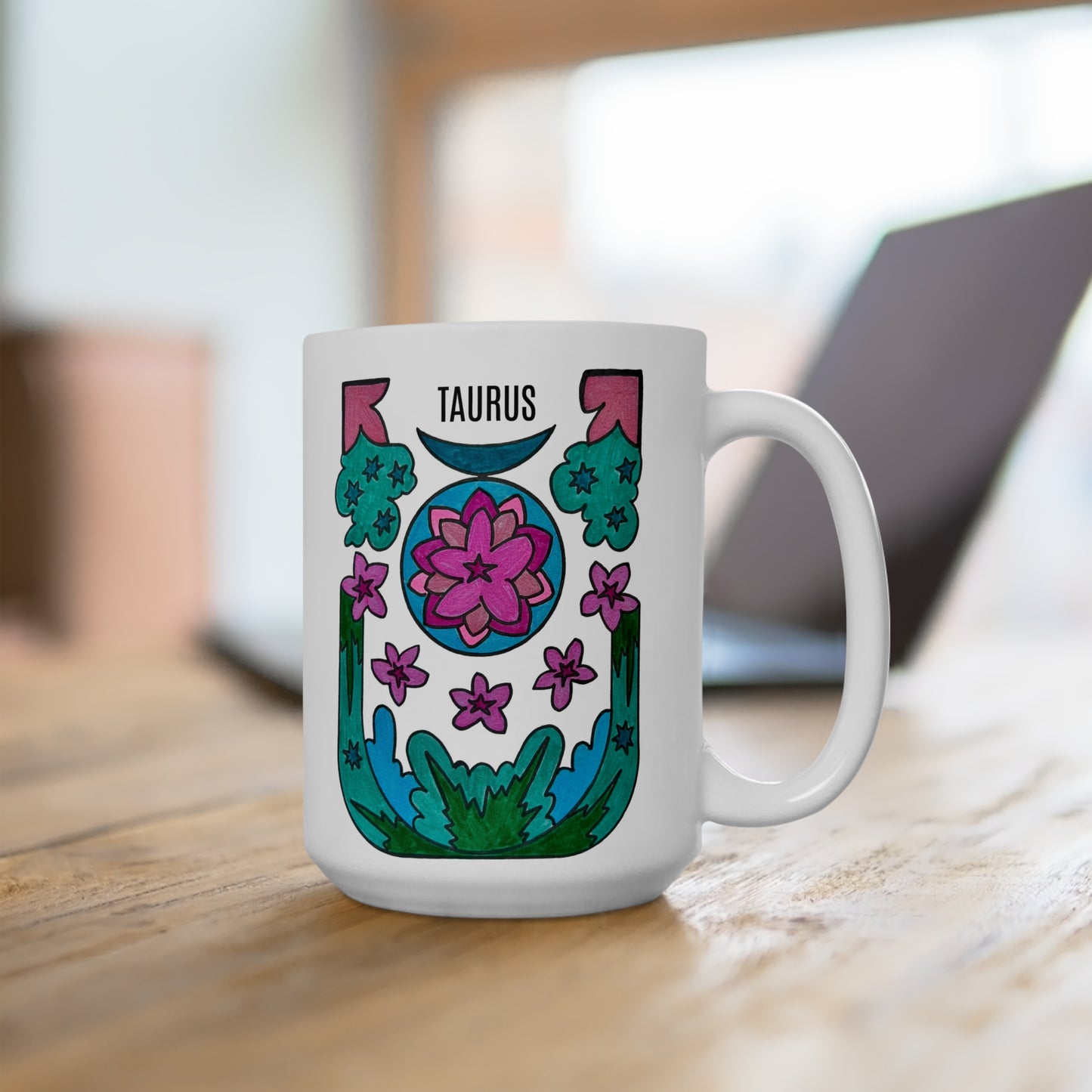 Retro Vibes Taurus Zodiac Coffee Mug 15oz
