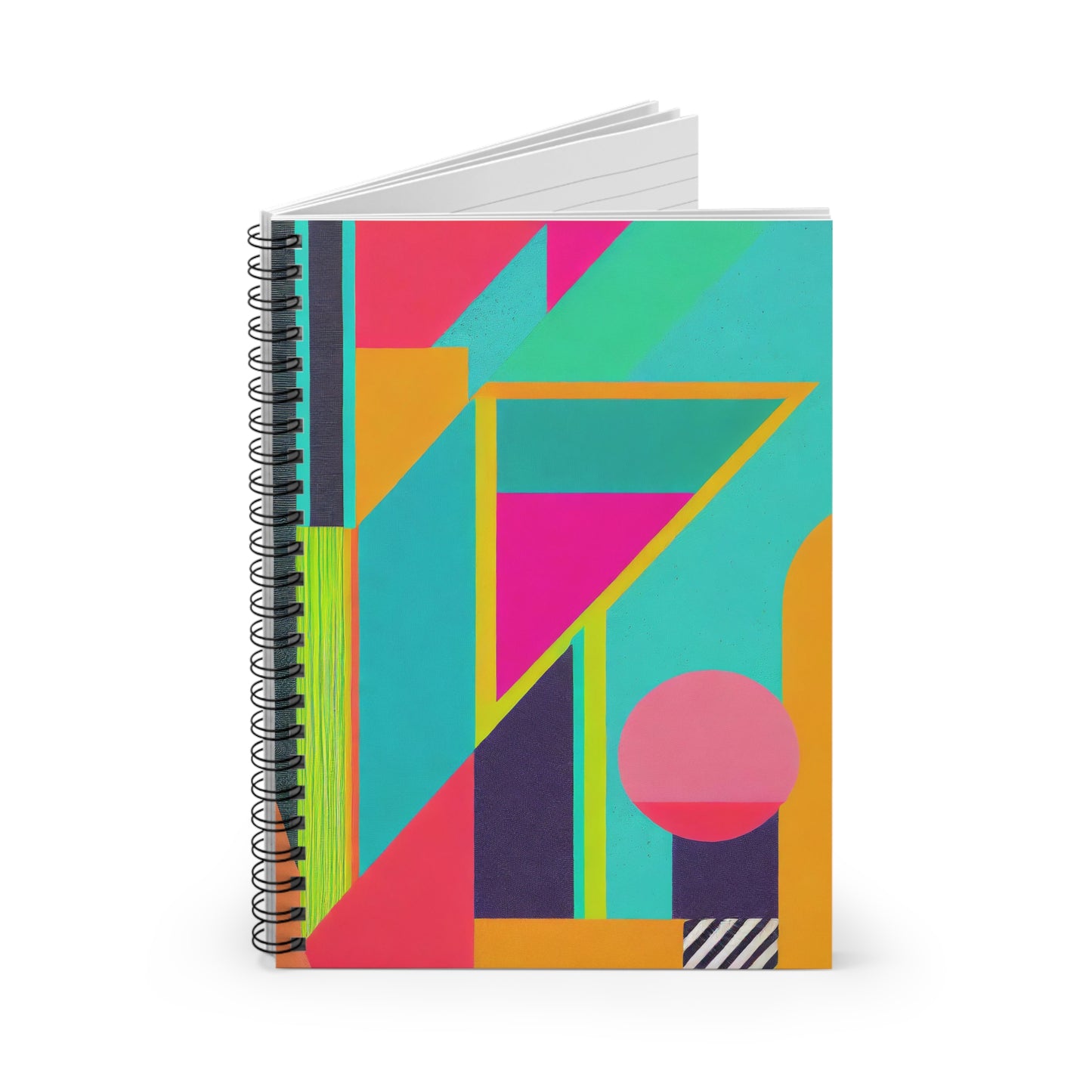 Colorful Abstract Geometric Journal Graphic Art Deco Vibe Spiral Notebook - Ruled Line