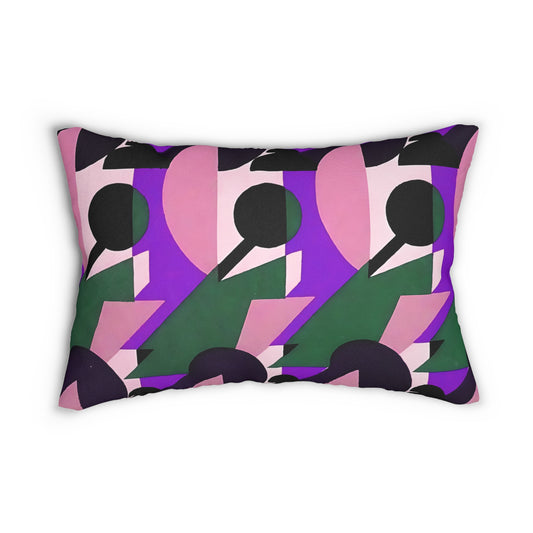 Kaleidoscope Reimagined Colorful Pink and Green Lumbar Pillow | Abstract Maximalist Rectangular Cushion