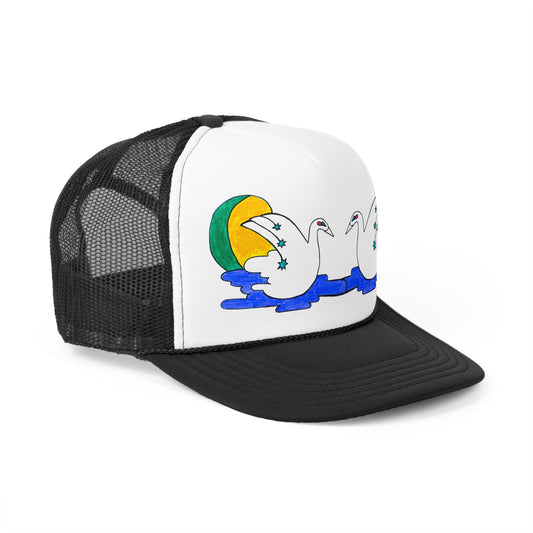 Hand Drawn Art Deco Swan Retro Trucker Hat