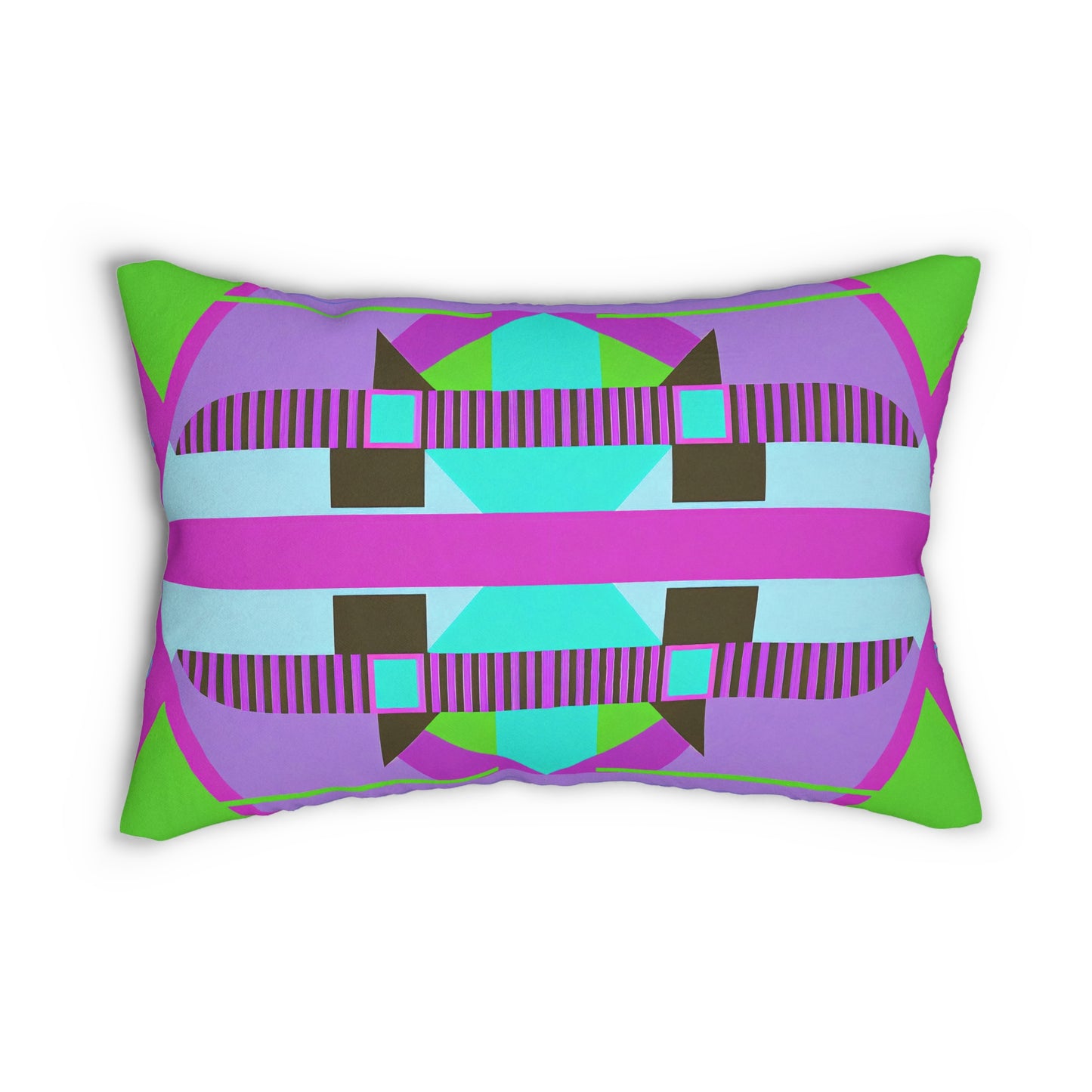 Pop Wild Geometric Colorful Eclectic Lumbar Pillow | Hand Drawn Abstract Maximalist Rectangular Cushion