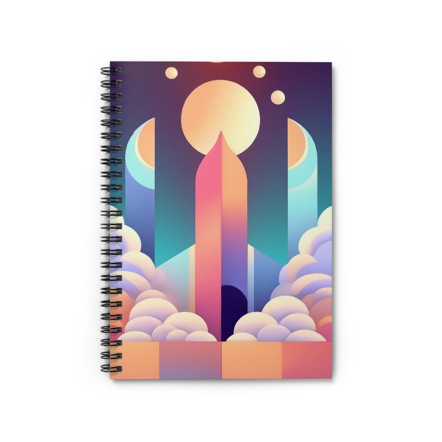 Cosmic Moon Phase Pastel Aesthetic Journal Dreamy Sky Spiral Notebook - Ruled Line