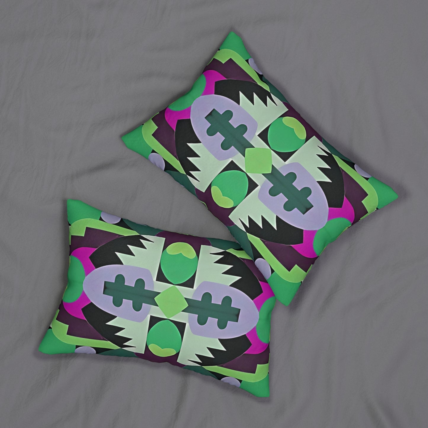 Kaleidoscope Reimagined Colorful Eclectic Lumbar Pillow | Abstract Maximalist Rectangular Cushion