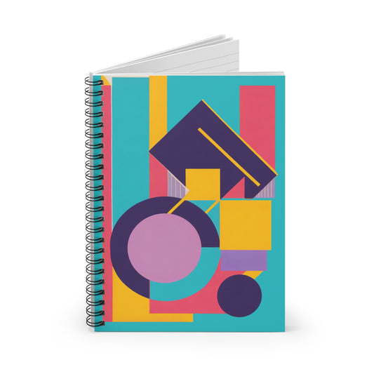 Colorful Abstract Geometric Journal Graphic Art Deco Vibe Spiral Notebook - Ruled Line