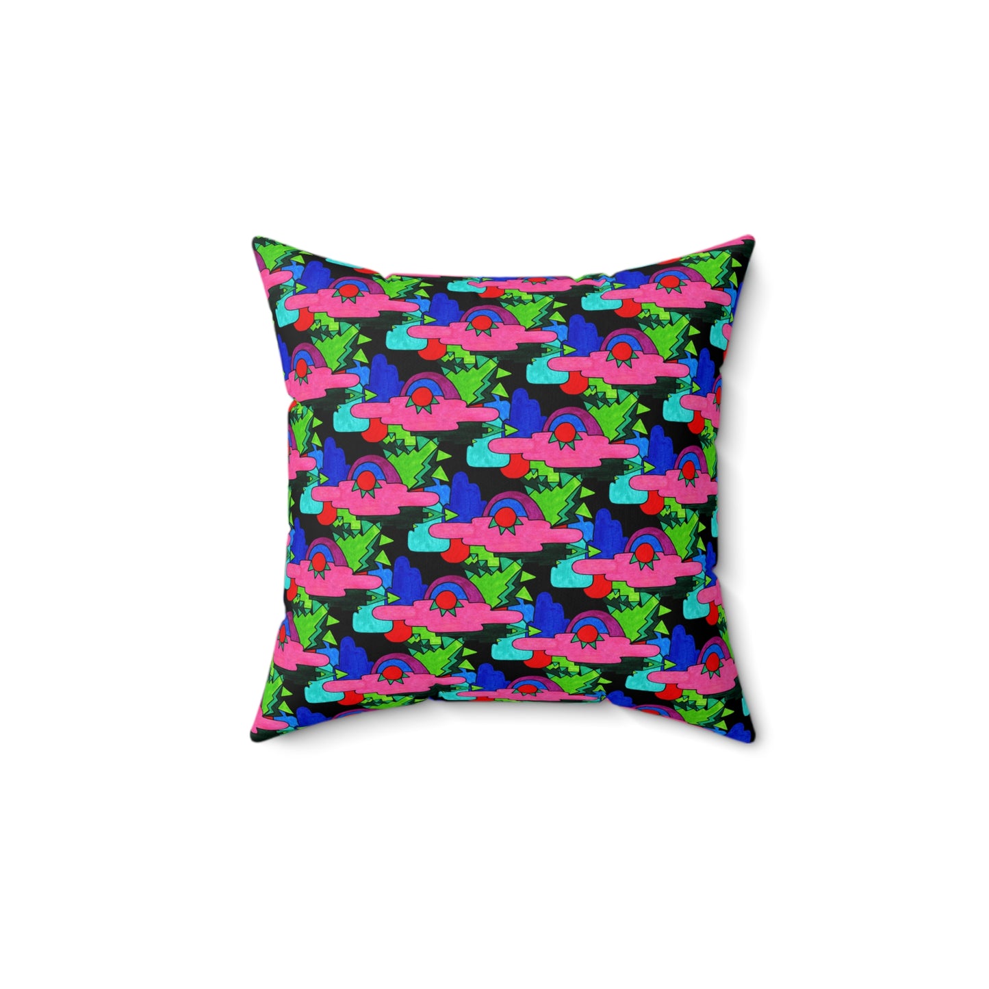 Colorful Abstract Pop Art Deco Drawing Maximalist Decor Square Pillow - Multiple Sizes