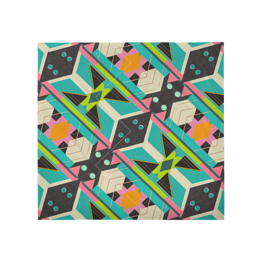 Geometric Pattern Colorful Abstract Silk Head Scarf