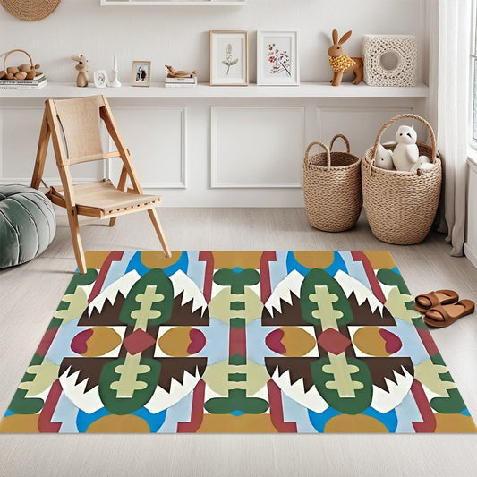 Kaleidoscope Reimagined Colorful Abstract Area Rug (3x5) - Boho Eclectic Rug