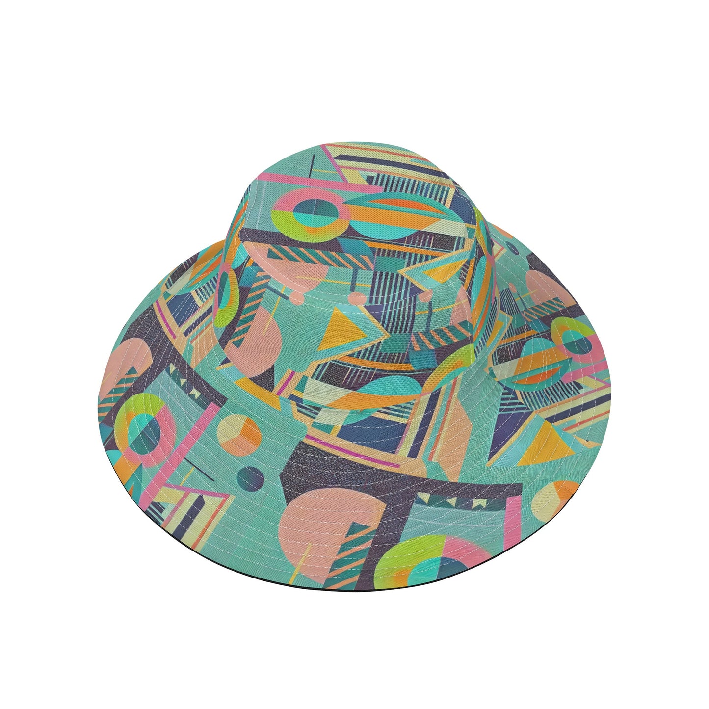 Abstract All Over Print Bucket Hat, Maximalist Design, Colorful Bold Geometric Sunhat, Art Deco Beach Hat, Modern All-Over-Print for Summer