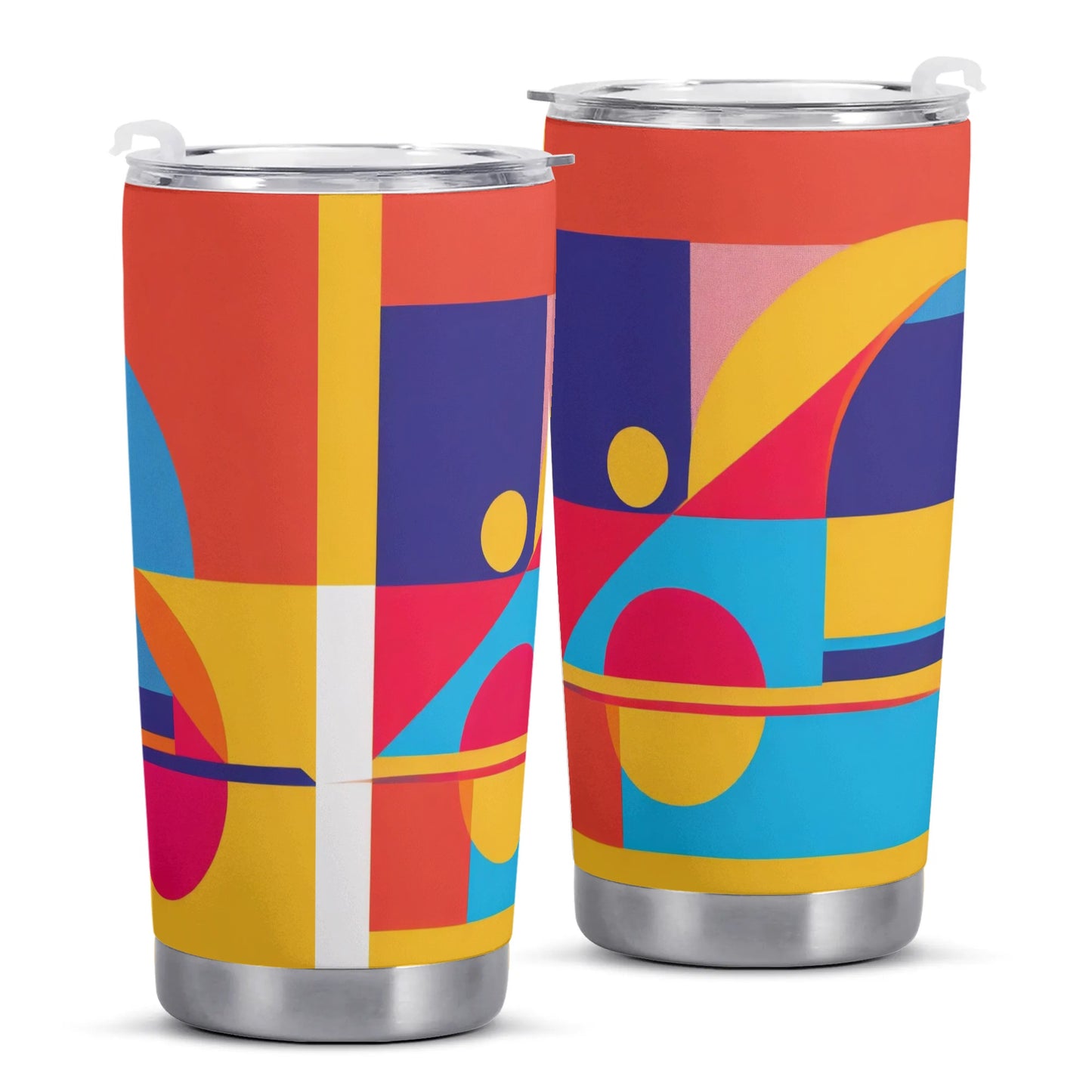 Deco Pop Art To Go Mug Colorful Geometric Vibrant All Over Printing Car Tumbler 20oz