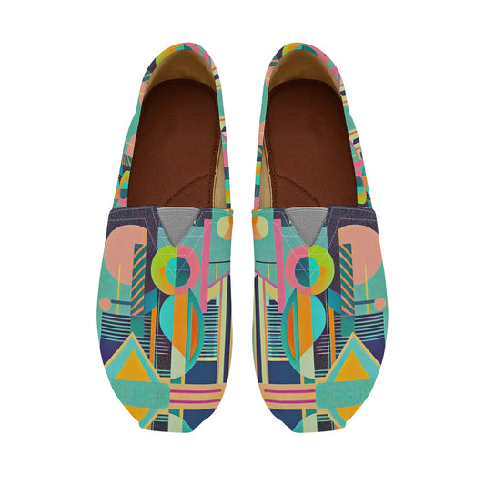 Maximalist Colorful Abstract Geometric Pop Art Deco Womens Casual Slip-on Shoes