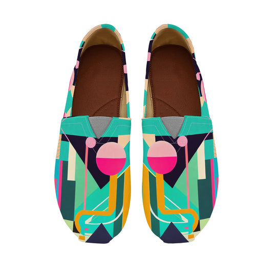 Bold Colorful Geometric Abstract Graphic Womens Casual Slip On Shoes