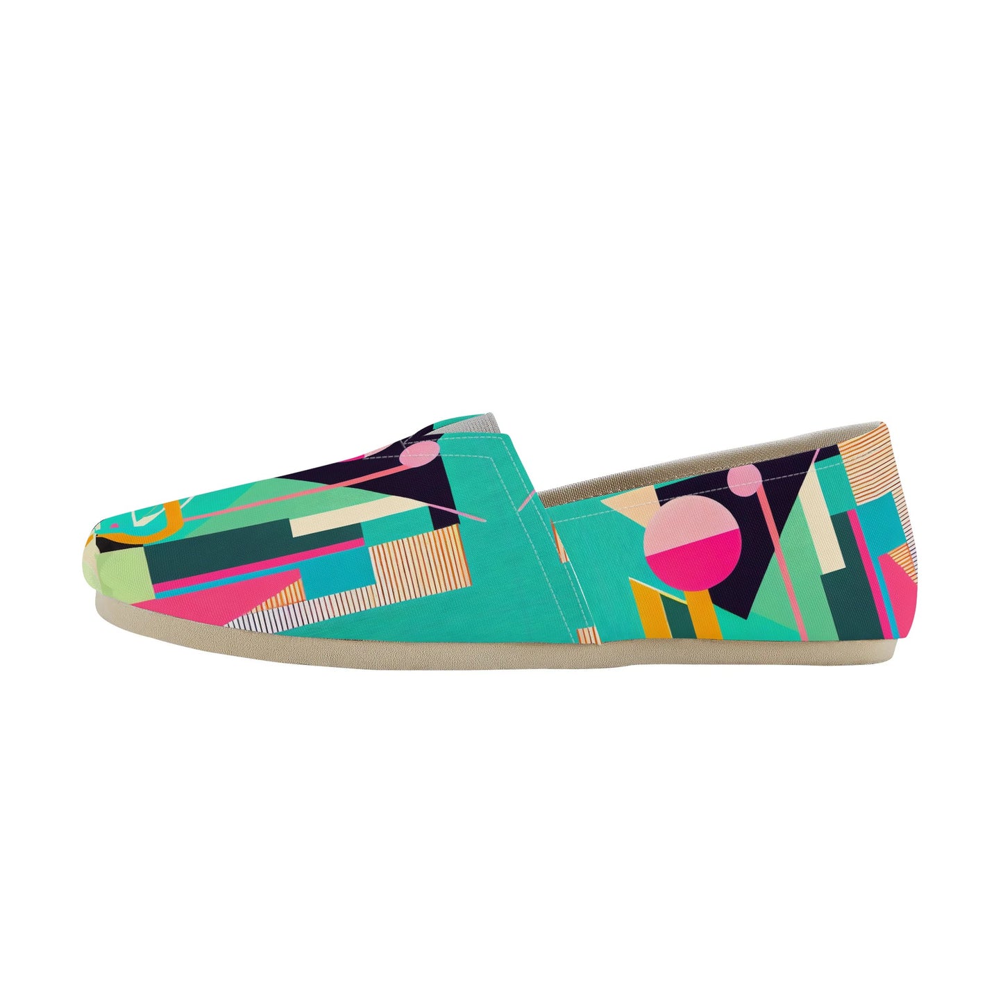 Colorful Abstract Geometric Pop Art Deco Womens Casual Slip-on Shoes