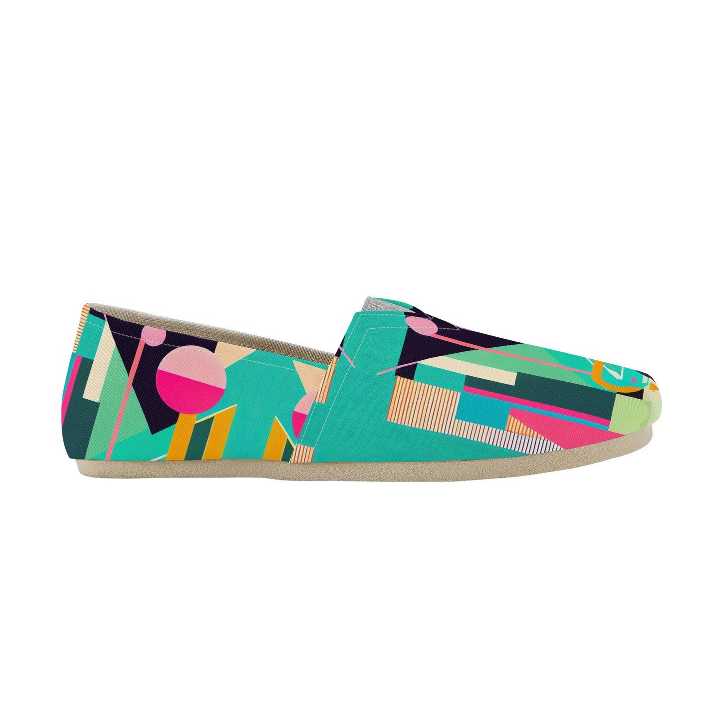 Colorful Abstract Geometric Pop Art Deco Womens Casual Slip-on Shoes