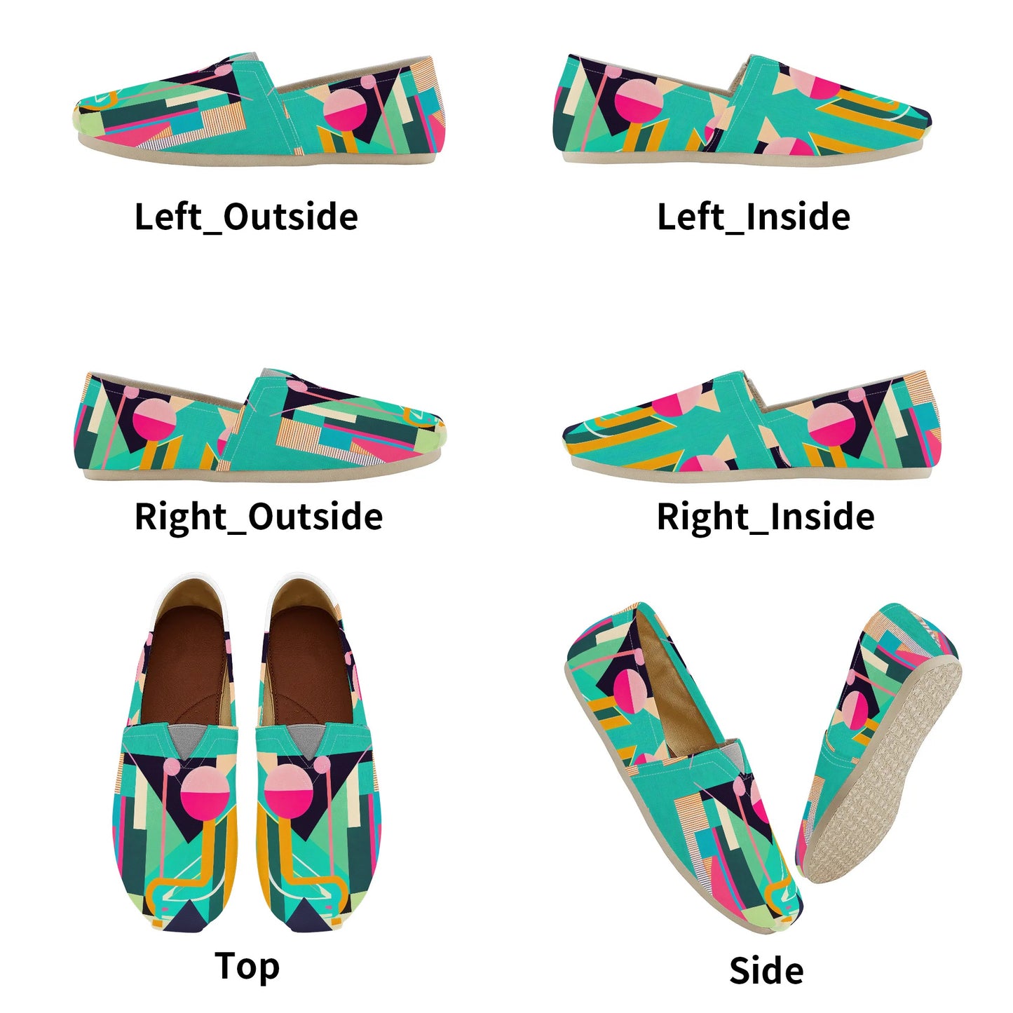 Colorful Abstract Geometric Pop Art Deco Womens Casual Slip-on Shoes