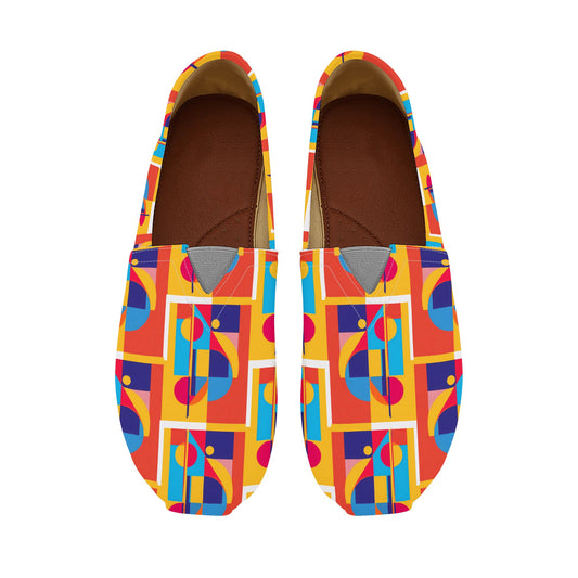 Bold Colorful Abstract Geometric Pop Art Deco Womens Casual Slip-on Shoes