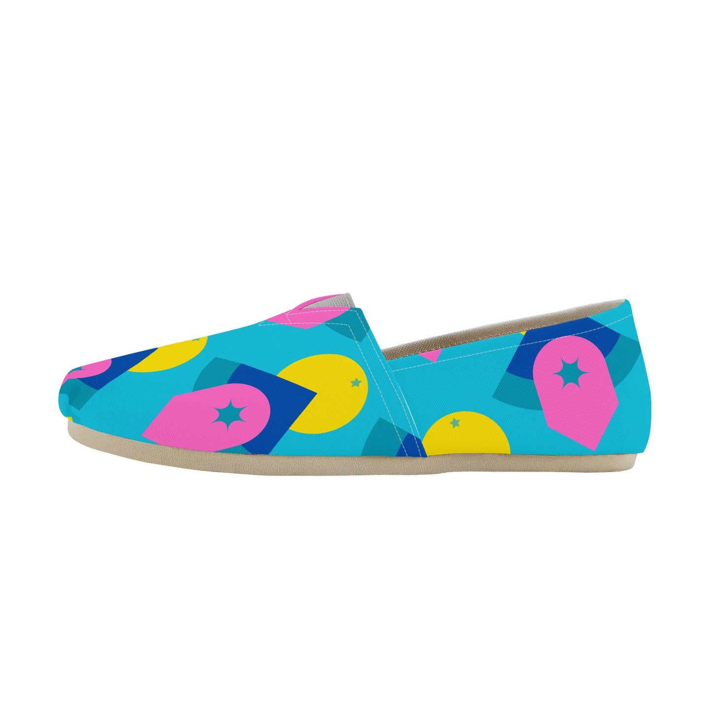 Colorful Geometric Abstract Bold Pink and Turquoise Pop Art Deco Womens Casual Slip-on Shoes